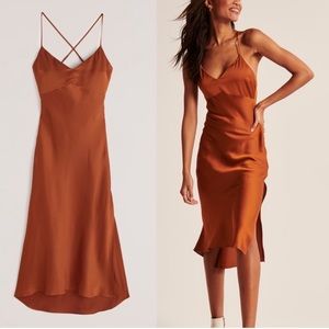 Silky Satin Crossback midi slip dress